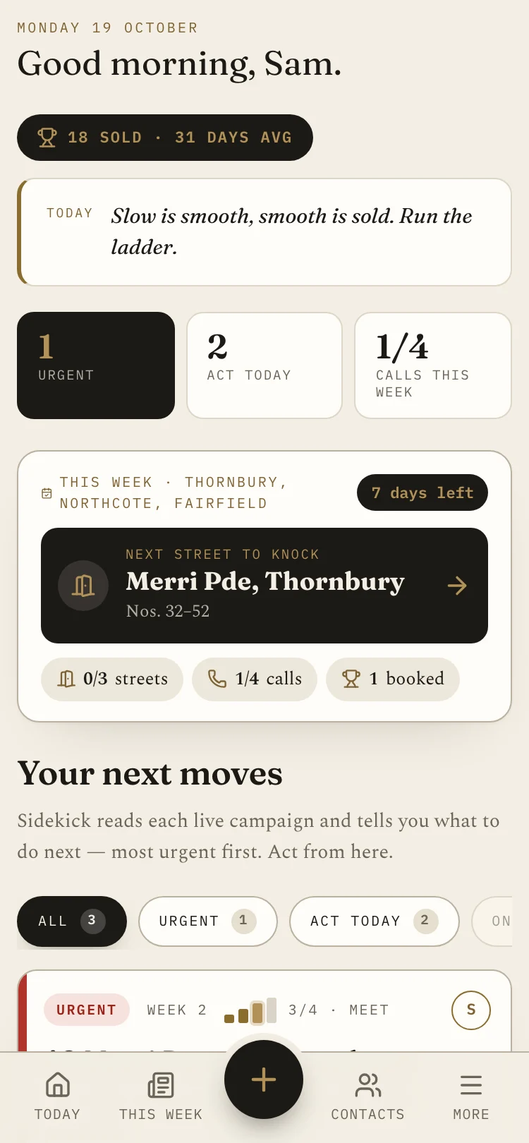 The same Today screen on a phone, with the This week tab in the bottom bar